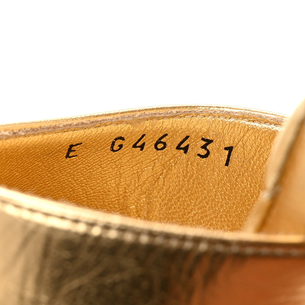 Laminated Crumpled Lambskin Platform Sandals 36.5 Gold
