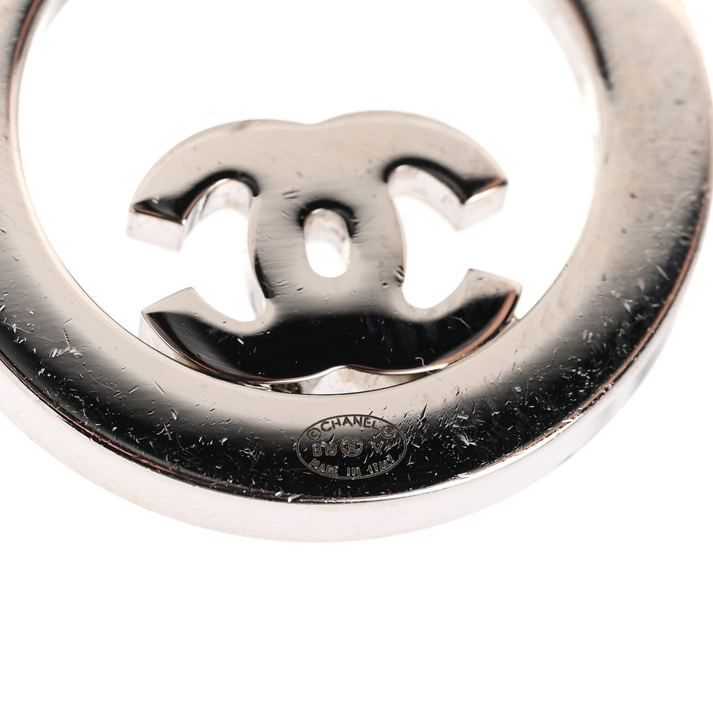 Crystal CC Round Earrings Silver