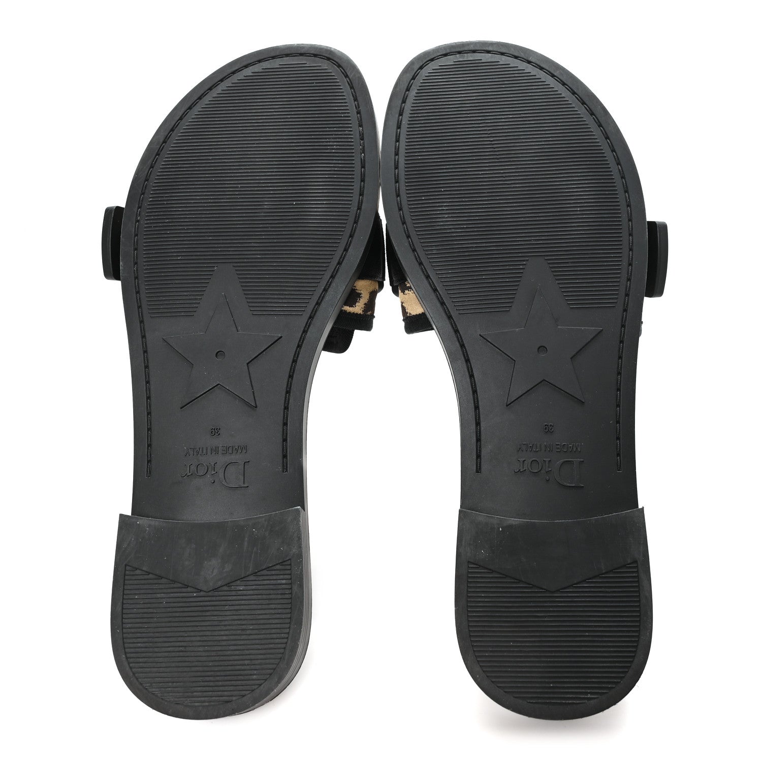 Technical Stretch Fabric Leopard Dio(r)evolution Slide Sandals 39 Black Natural