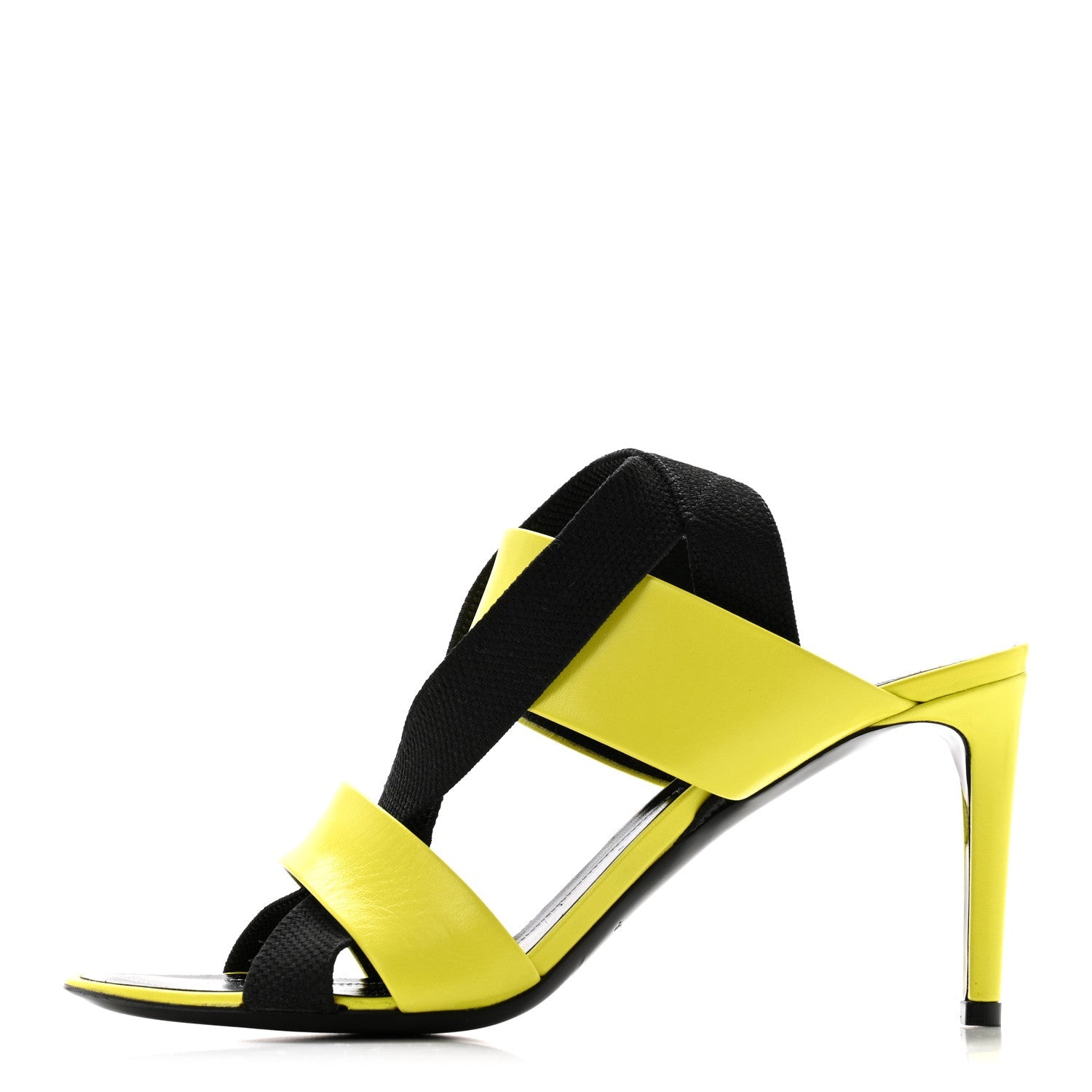 Chevreau Brilliant Elastic Sandals 38 Jaune Acid Black