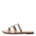 Calfskin Rockstud Caged Flat Slide Sandals 37.5 Poudre
