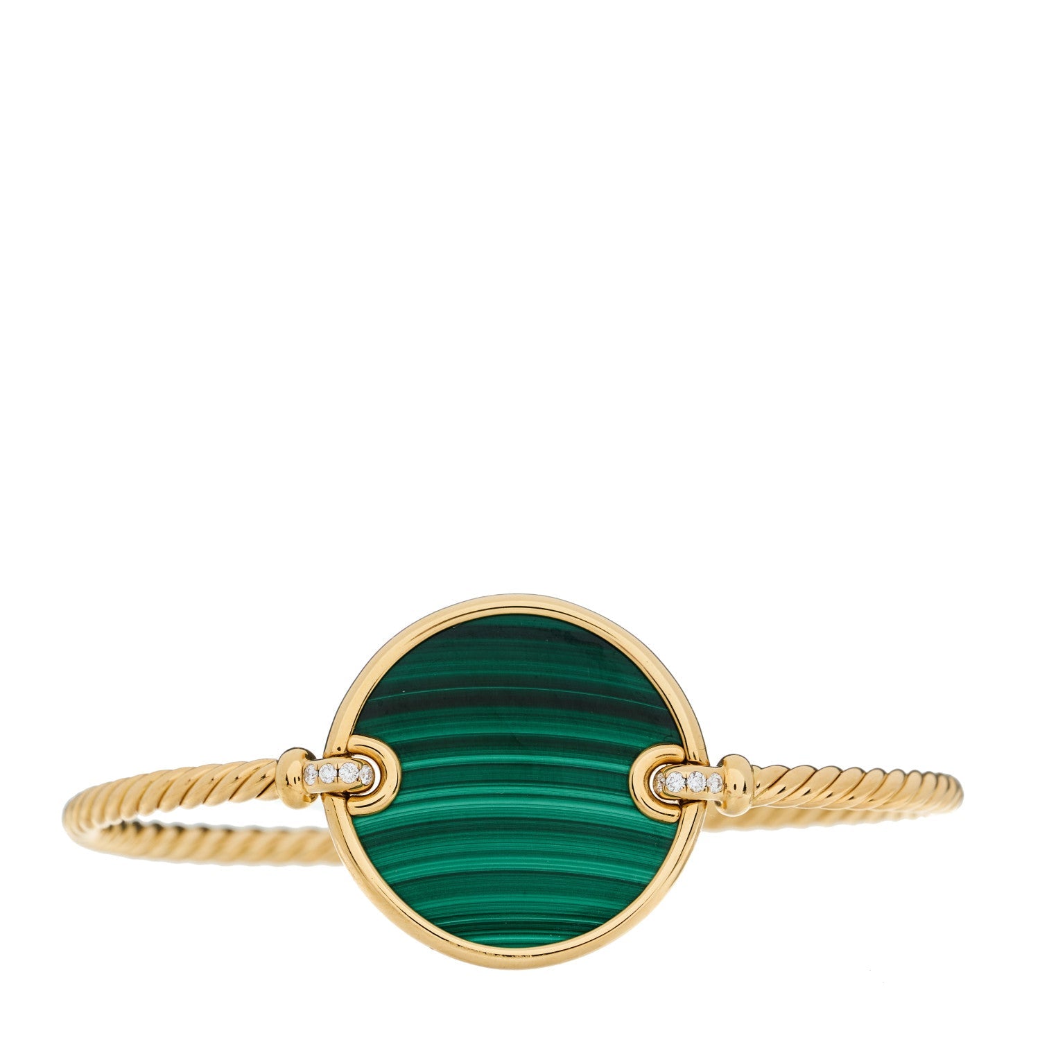 18K Yellow Gold Diamond Malachite DY Elements Bangle Bracelet