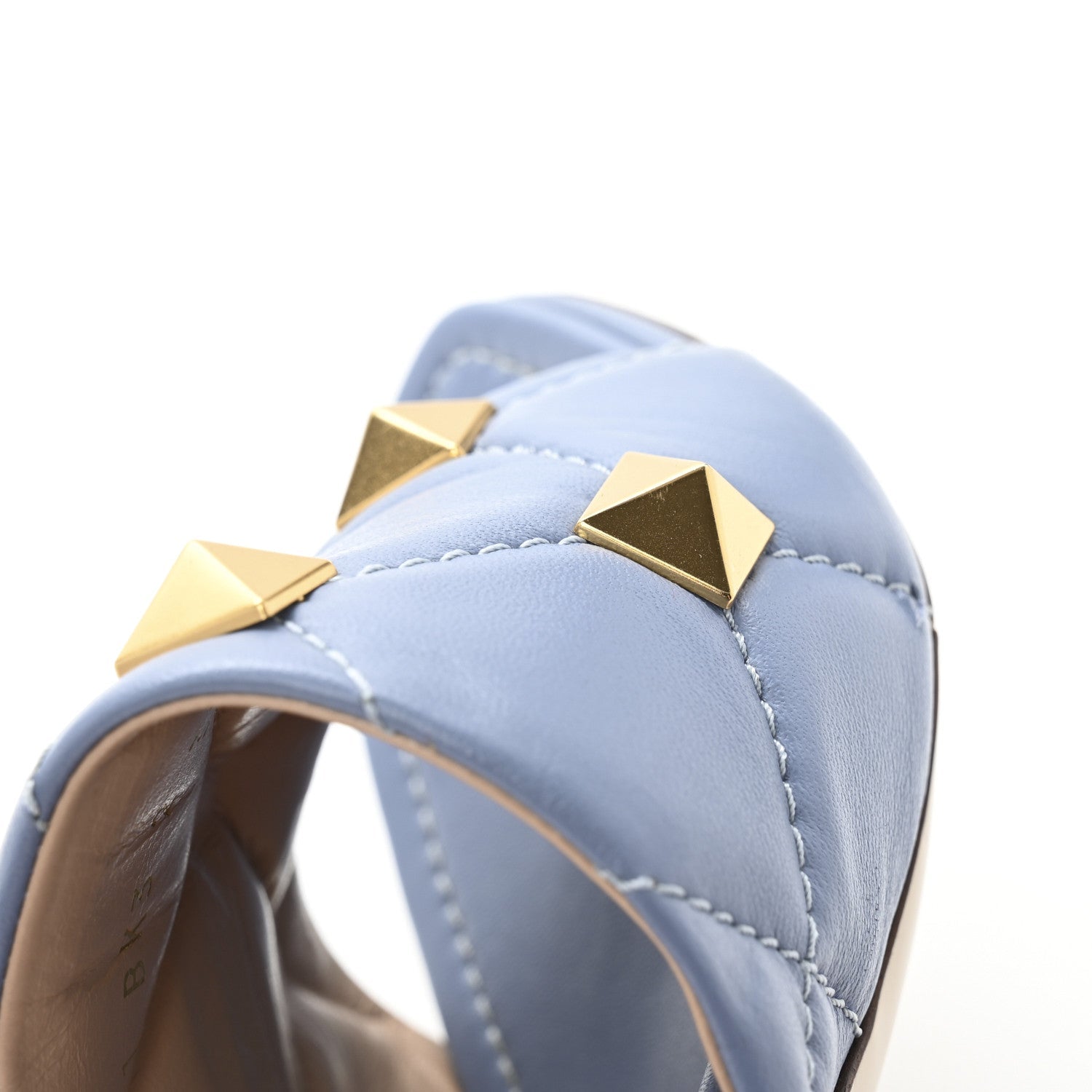 Nappa Quilted Roman Stud 65mm Slide Sandals 38 Azure