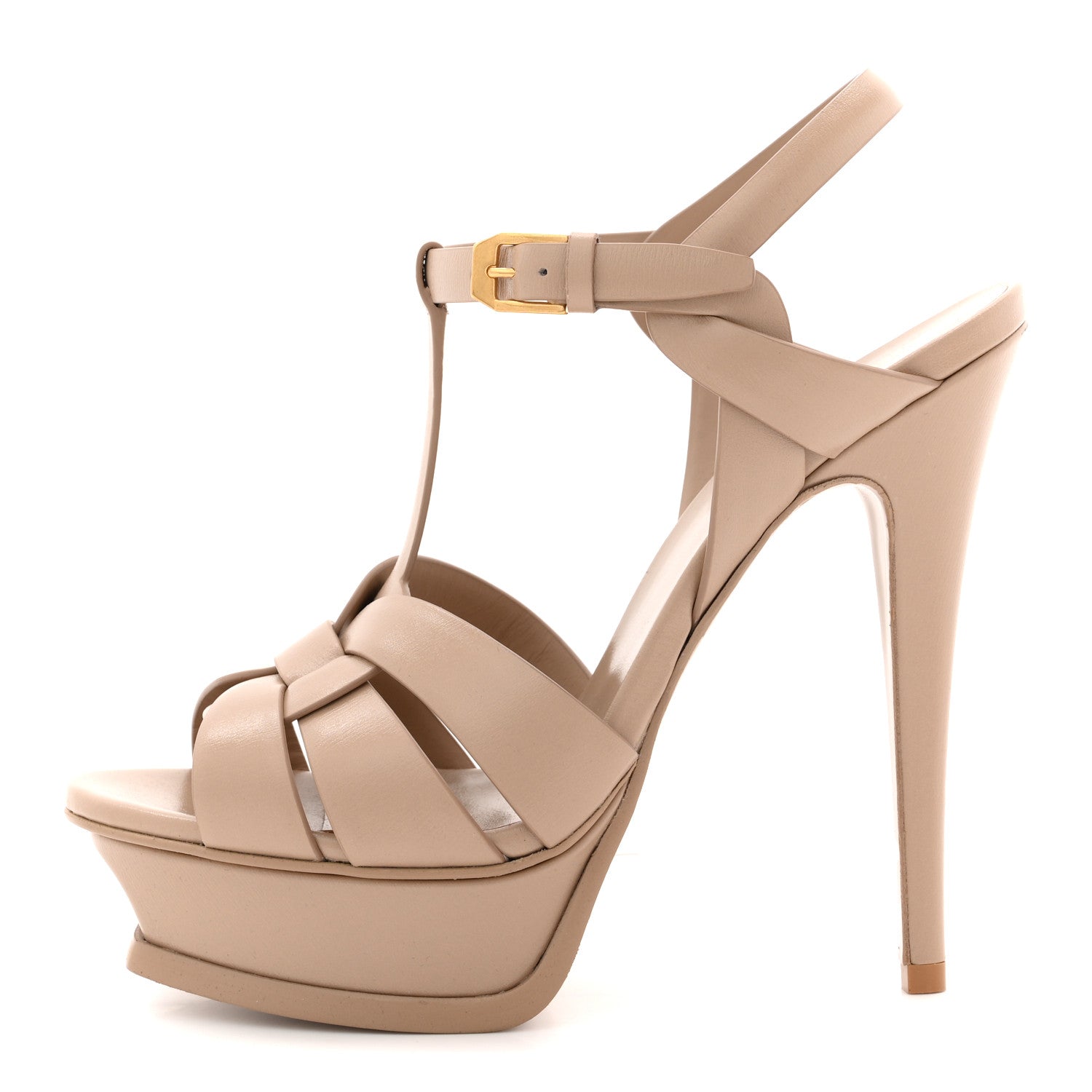 Calfskin Tribute 105 Platform Sandals 36.5 Dark Beige