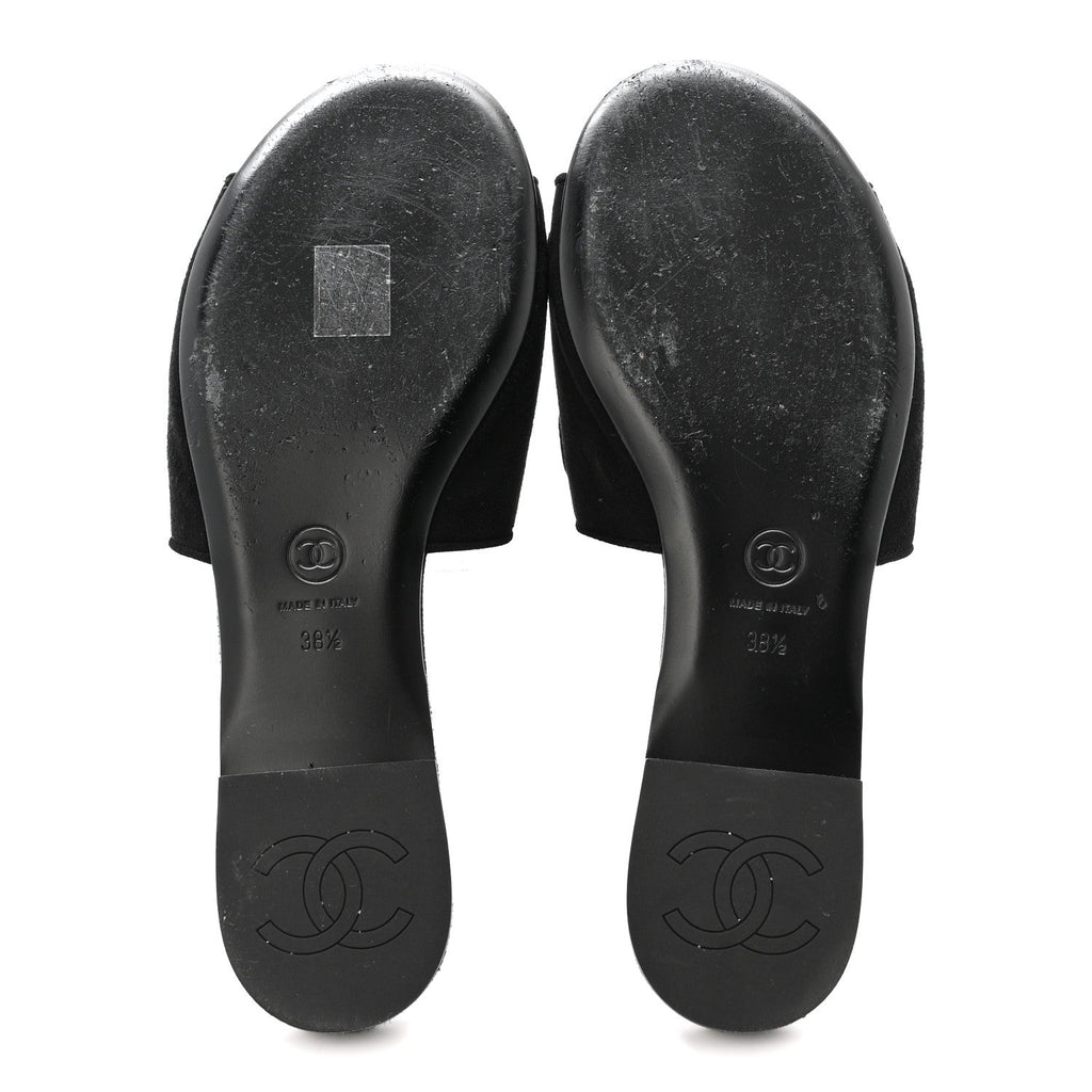 Suede Kidskin Velcro Mules 38.5 Black
