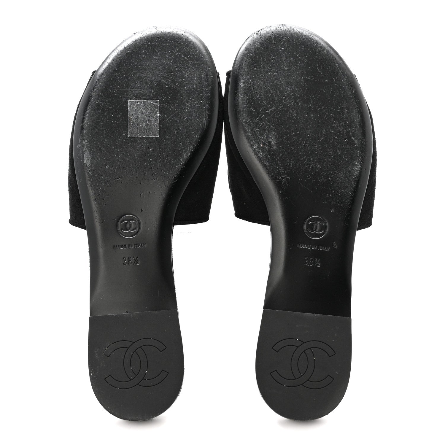 Suede Kidskin Velcro Mules 38.5 Black