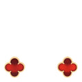 18K Yellow Gold Carnelian Vintage Alhambra Earrings