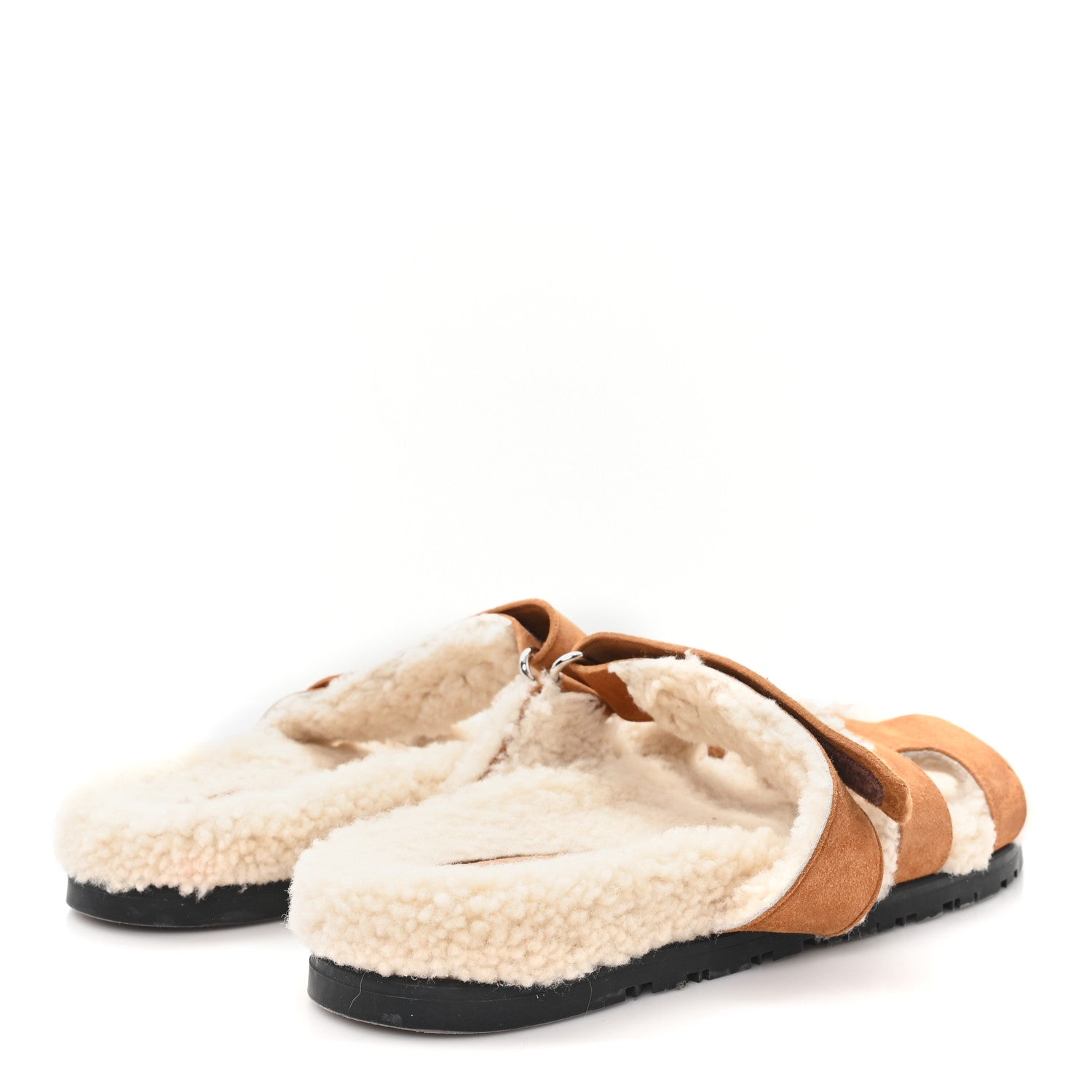 Suede Goatskin Woolskin Womens Chypre Sandals 38 Brun Fume Ecru