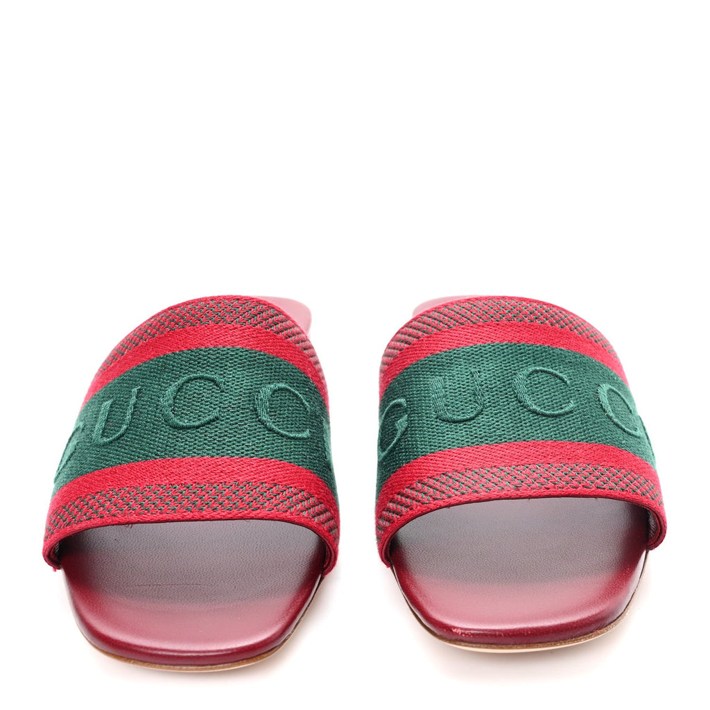 Canvas Web Womens Slide Sandals 38.5 Red Bordeaux