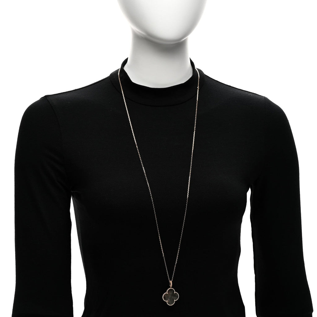 18K Rose Gold Gray Mother of Pearl Magic Alhambra Long Necklace