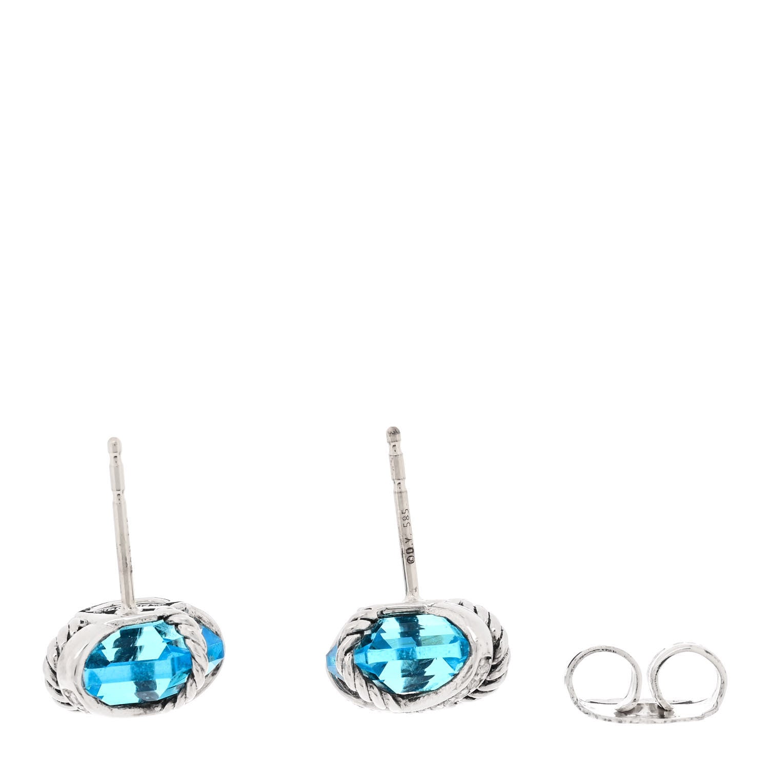Sterling Silver Diamond Blue Topaz 10mm Cable Wrap Earrings