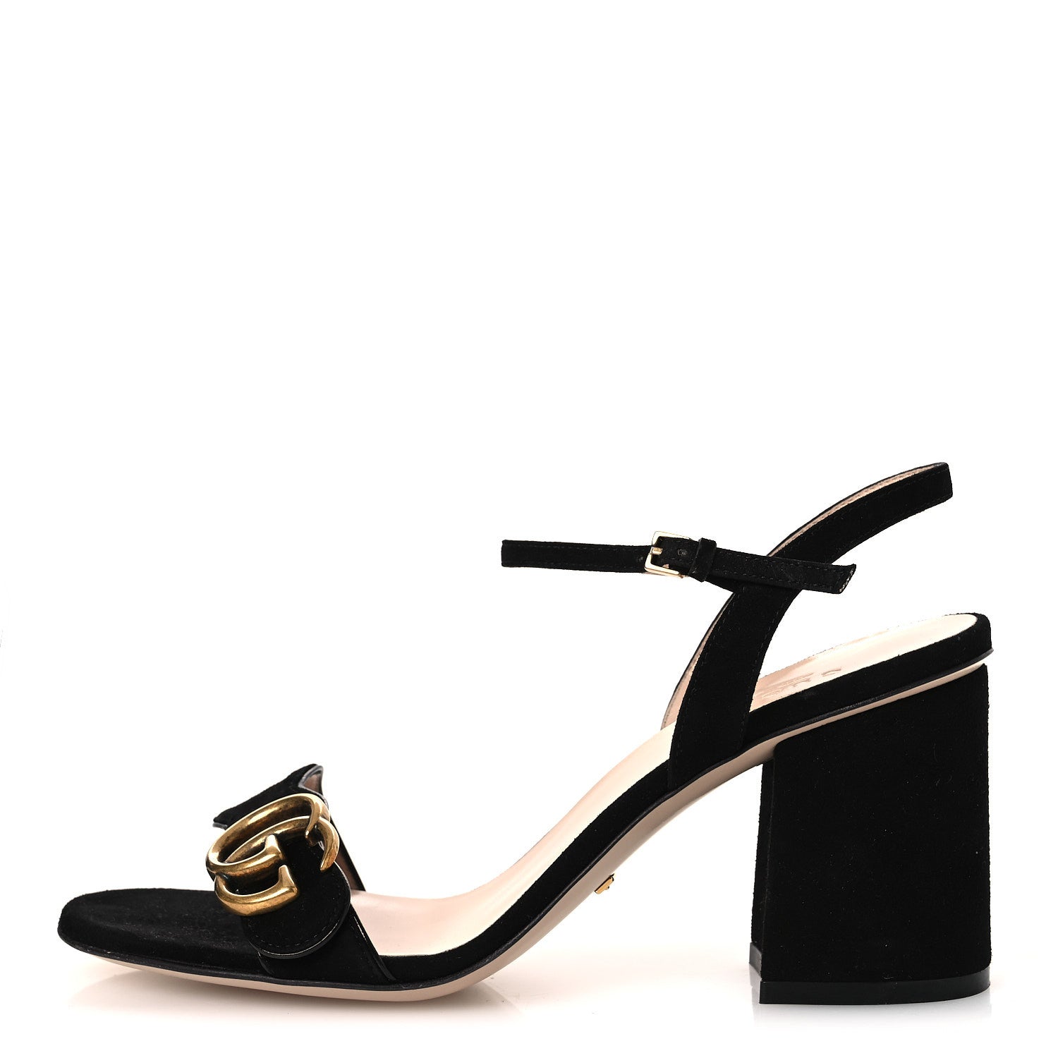 Kid Scamosciato GG Marmont Ankle Wrap 75mm Sandals 37 Black