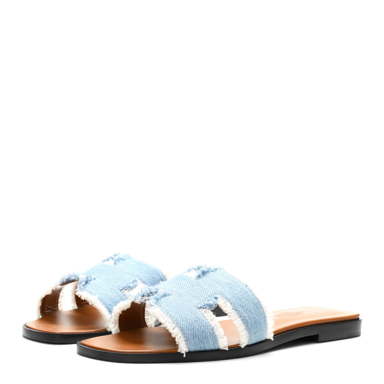 Denim Oran Fringe Sandals 36 Bleu Clair