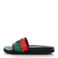 Rubber Web Womens Interlocking G Slide Sandals 33 Black Green Red