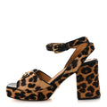 Calf Hair Leopard Print Horsebit 25/60mm Platform Sandals 38.5 Hazelnut Black