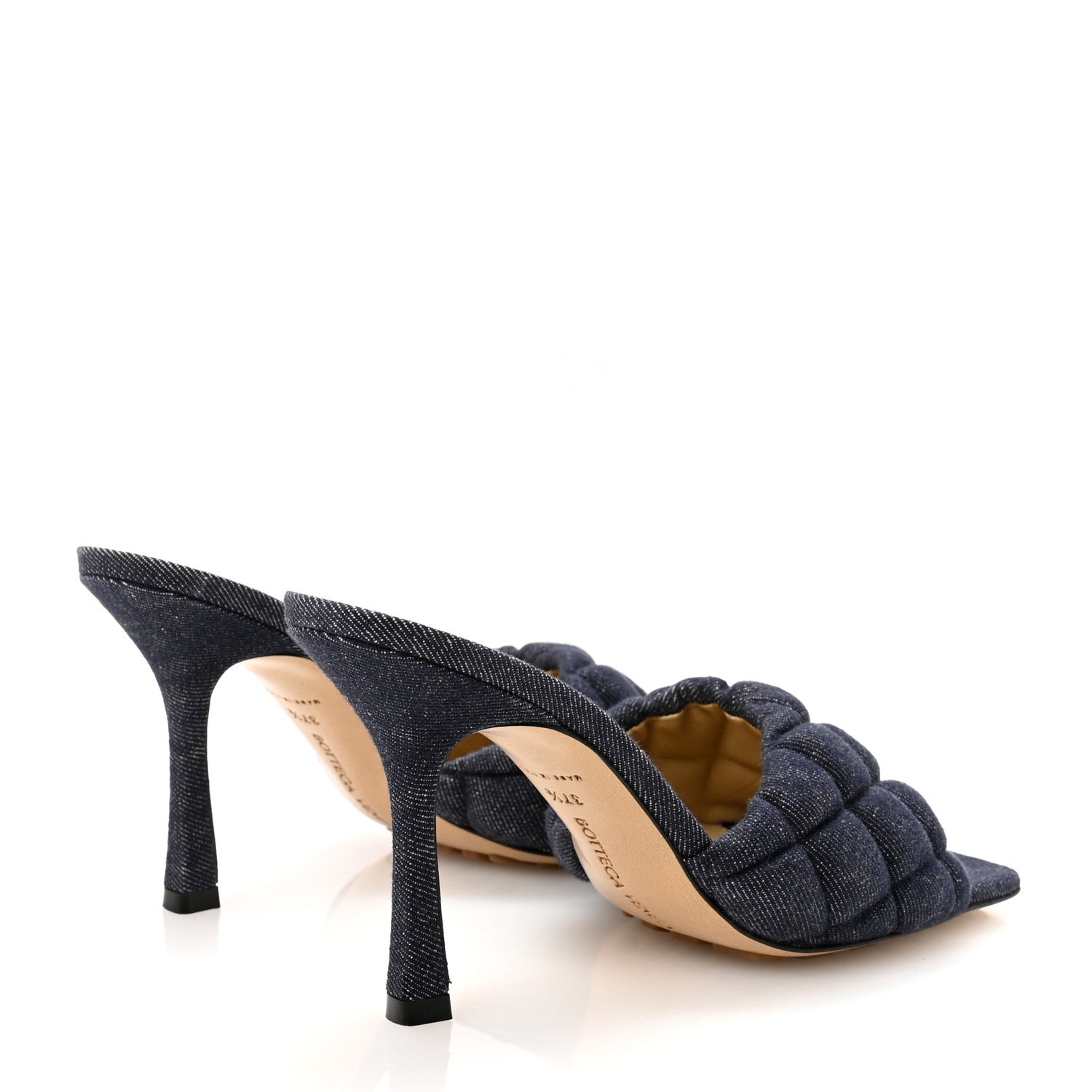 Denim Matelasse Padded Mule Sandals 37.5 Indigo