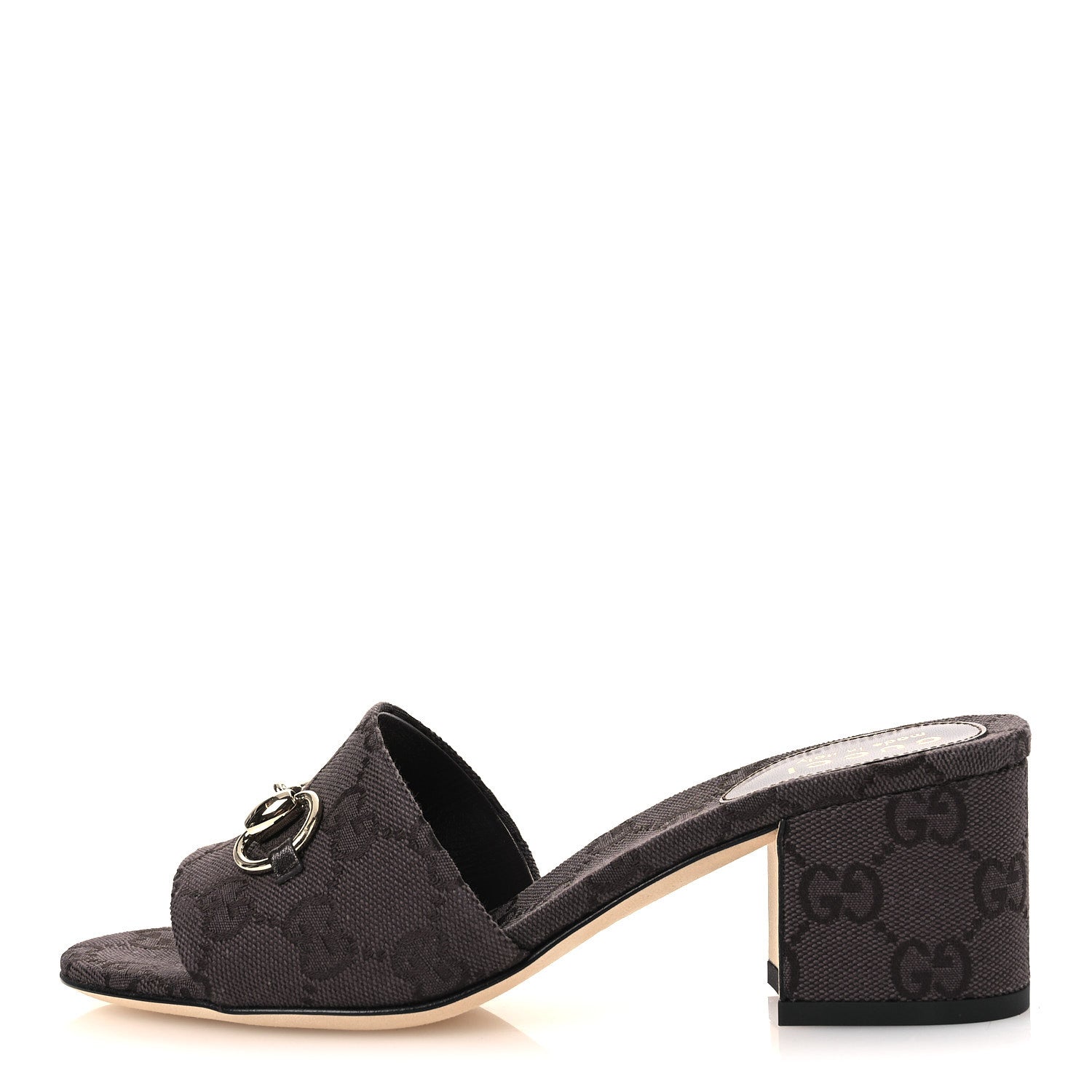GG Monogram Horsebit Slide Sandals 36 Dark Brown
