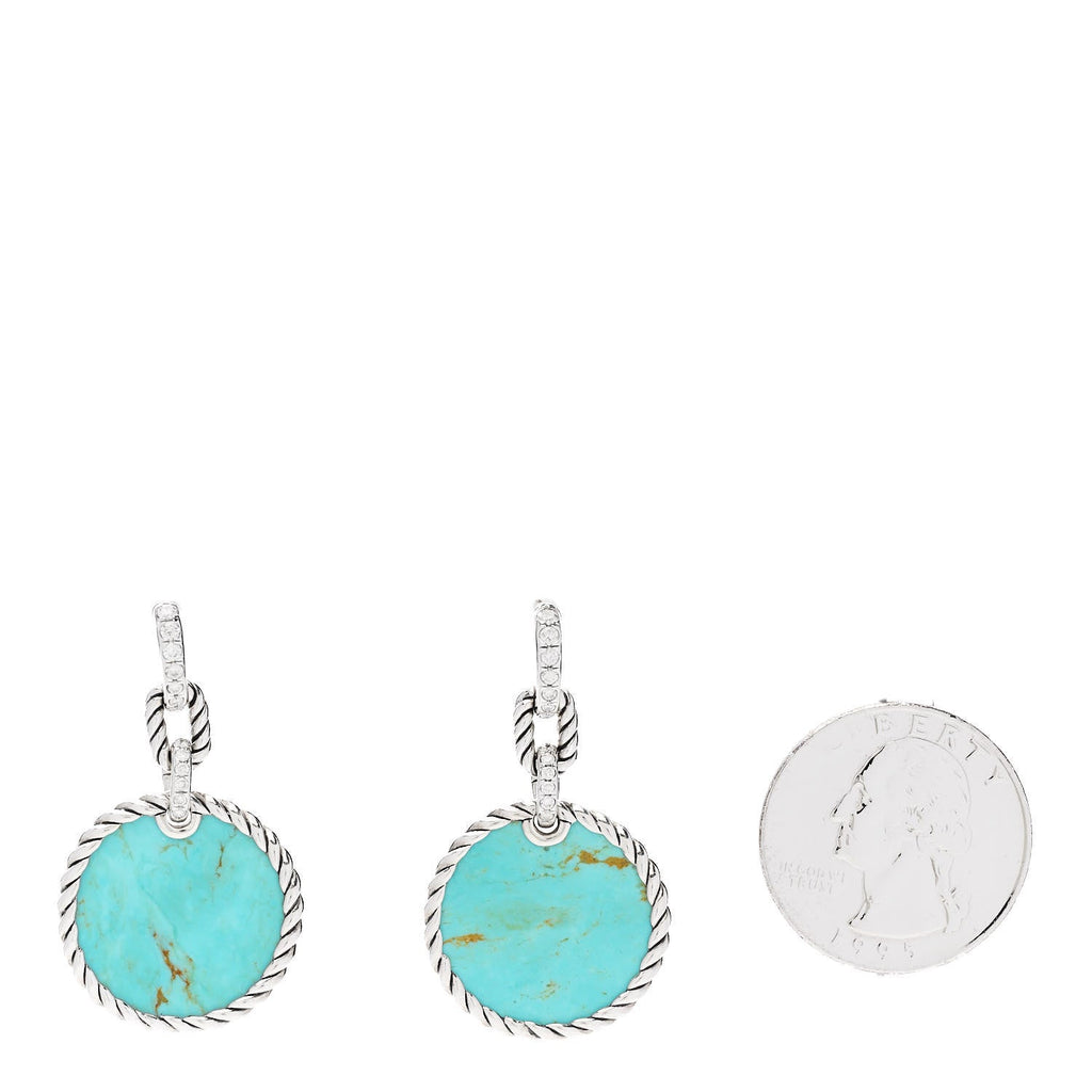 Sterling Silver Diamond Turquoise Elements Drop Earrings
