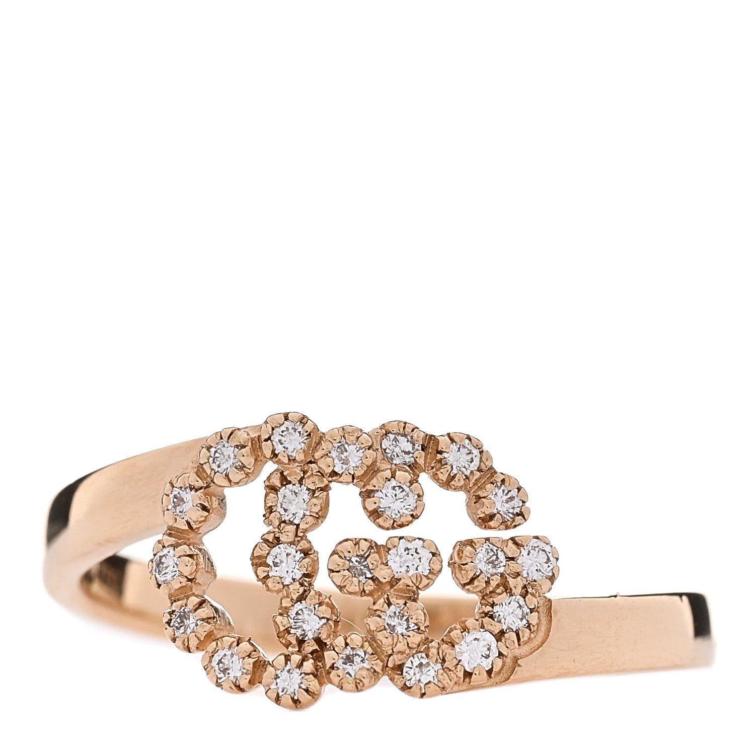 18K Yellow Gold Diamond Running Double G Ring 50 5.5