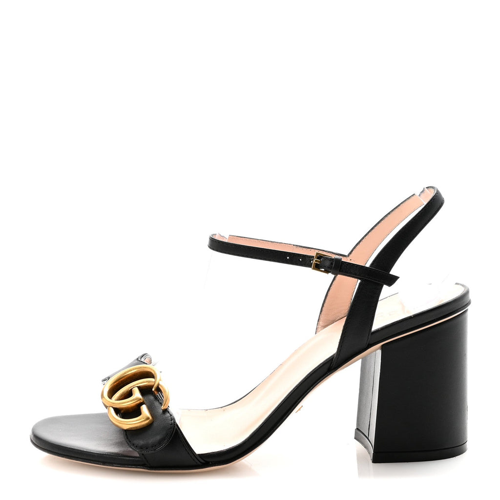 Lifford Calfskin GG Marmont Ankle Wrap 105mm Sandals 37 Black