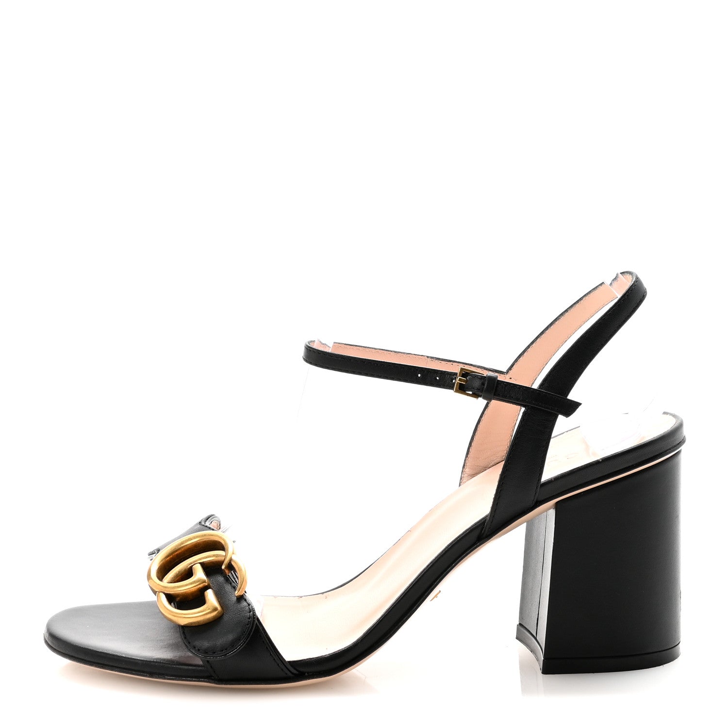 Lifford Calfskin GG Marmont Ankle Wrap 105mm Sandals 37 Black