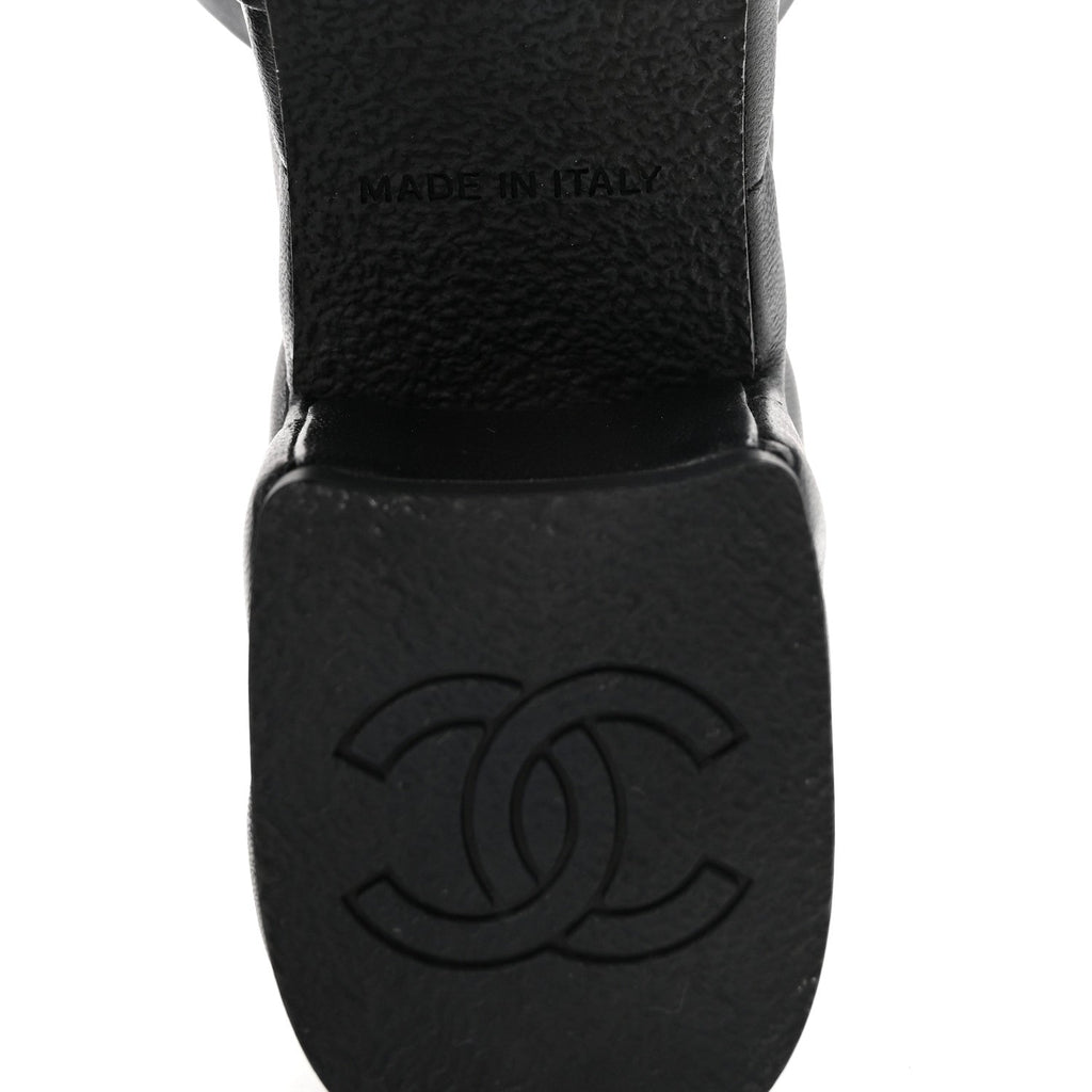 Lambskin Quilted CC Platform Mules 37.5 Black