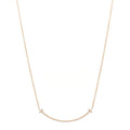 18K Rose Gold Diamond Small T Smile Pendant Necklace