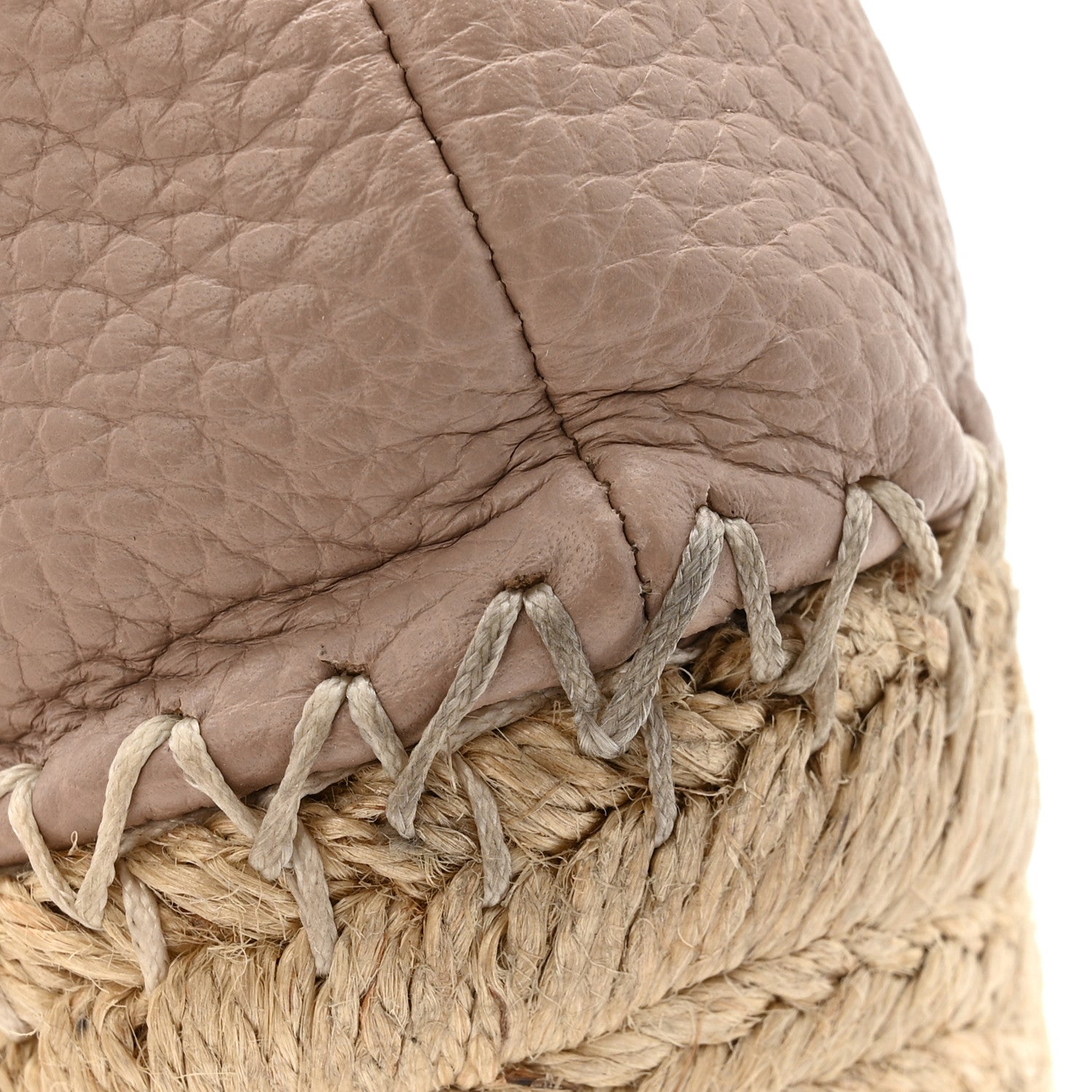 Grained Calfskin Rockstud Ankle Strap Espadrille 15/105mm Wedge Sandals 35 Rose Quartz Natural