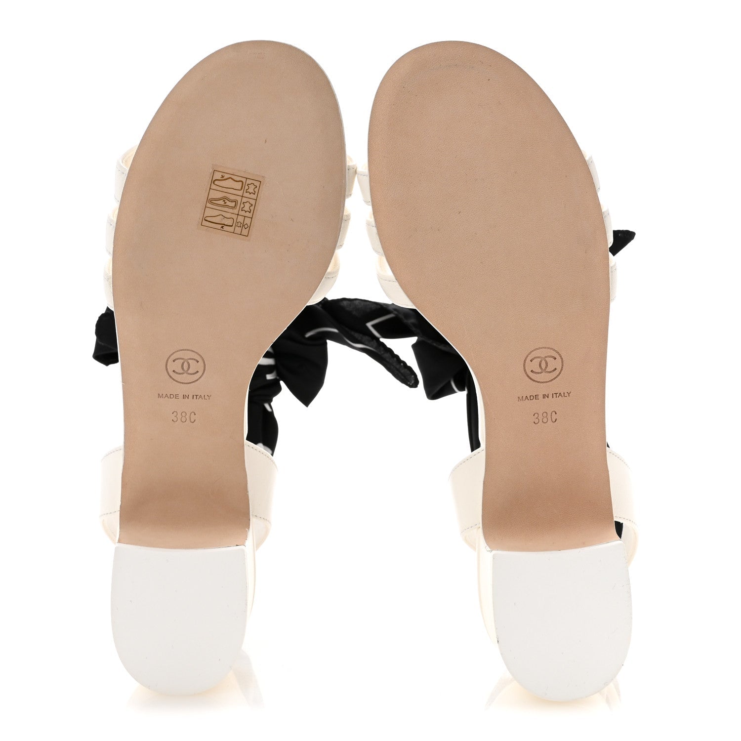 Lambskin Silk CC Wrap Ankle Sandals 38 White