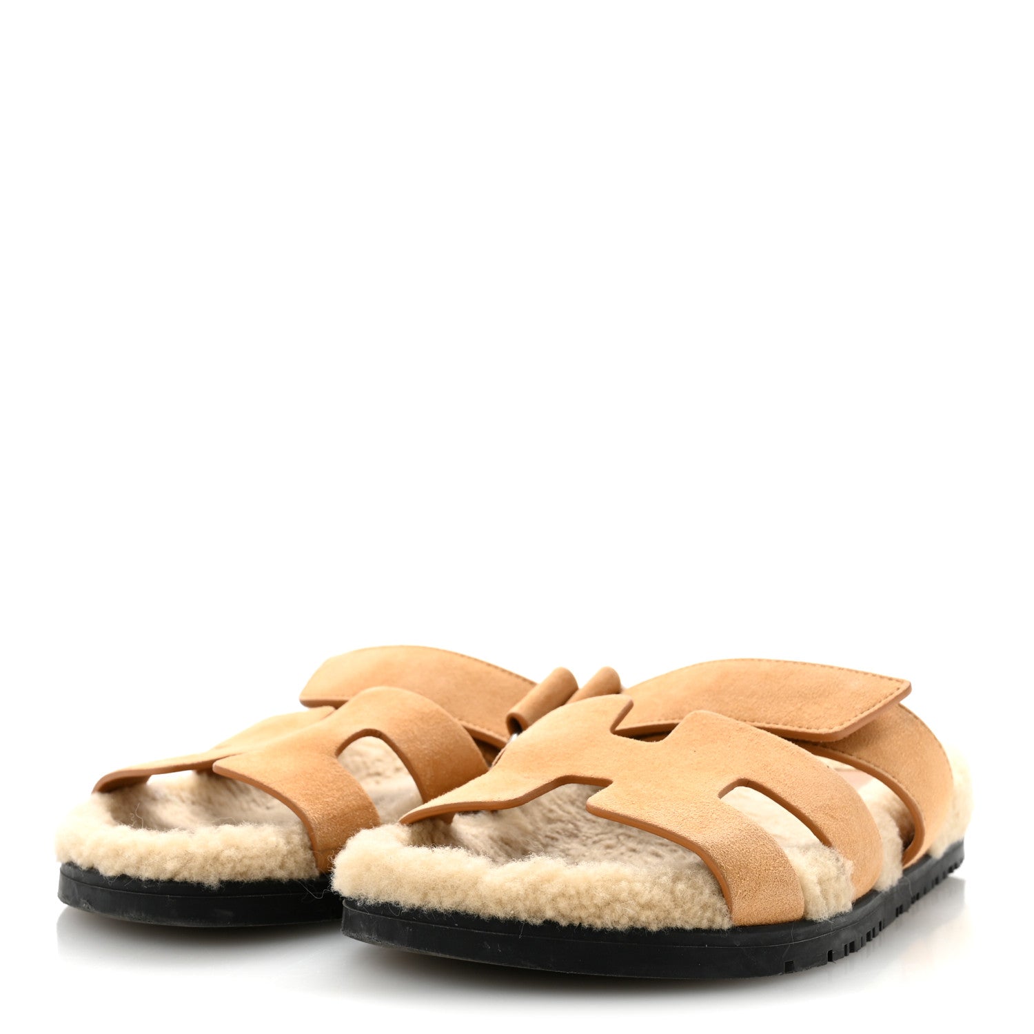Suede Goatskin Woolskin Womens Chypre Sandals 37 Golden Beige