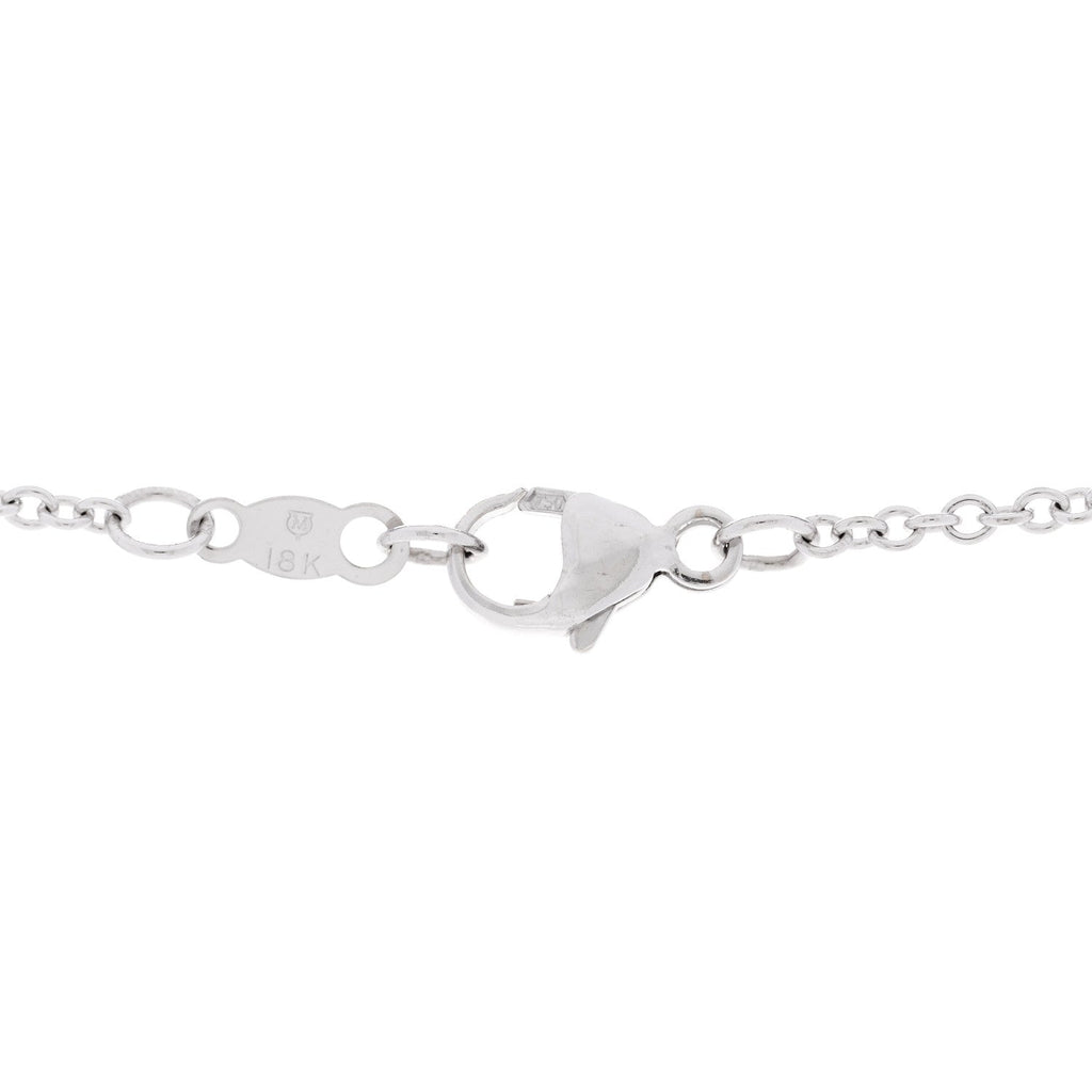 18K White Gold Diamond Akoya Cultured Pearl 8mm Heart Drop Pendant Necklace