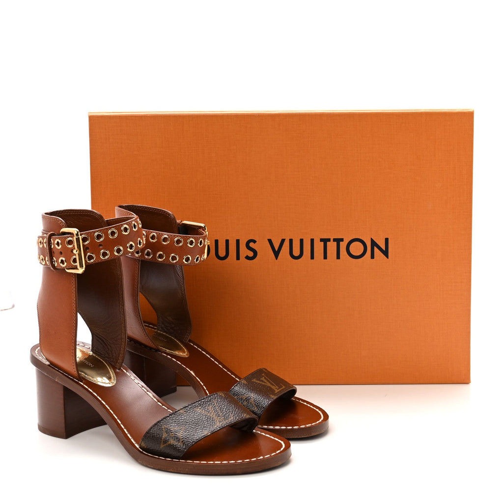 Calfskin Monogram Passenger Sandals 37 Cognac
