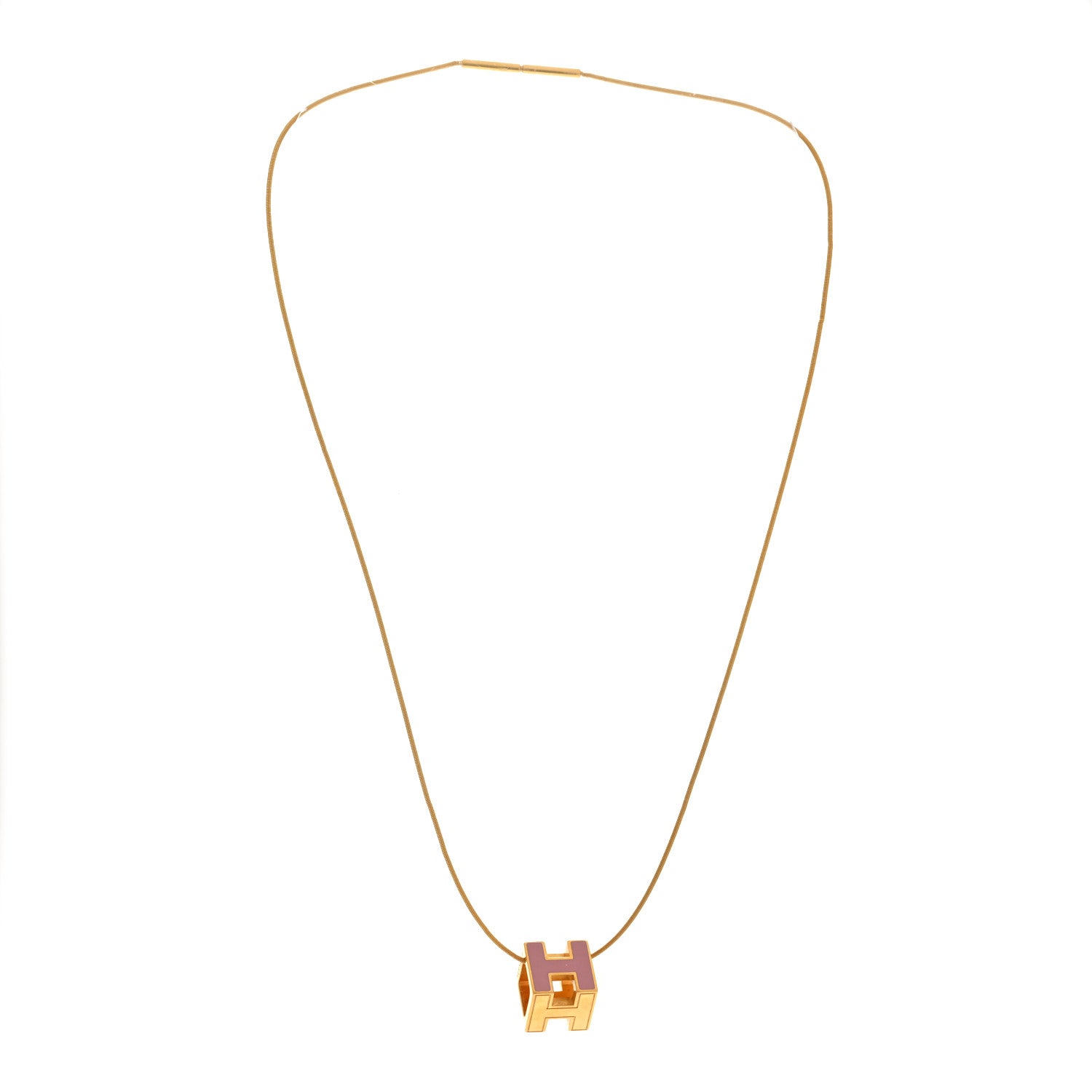 Gold Lacquered Cage d'H Pendant Necklace Rose Dragee