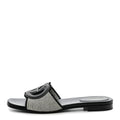 Cosmo Softy Calfskin Canvas Interlocking G Cut Out Slide Sandals 37.5 Natural Black
