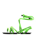 Nylon Calfskin Logo Lace Flat Sandals 37 Neon Green
