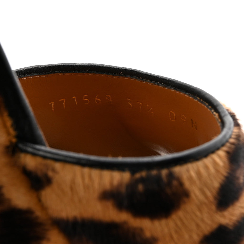 Calf Hair Leopard Print Horsebit 25/60mm Platform Sandals 37.5 Hazelnut Black