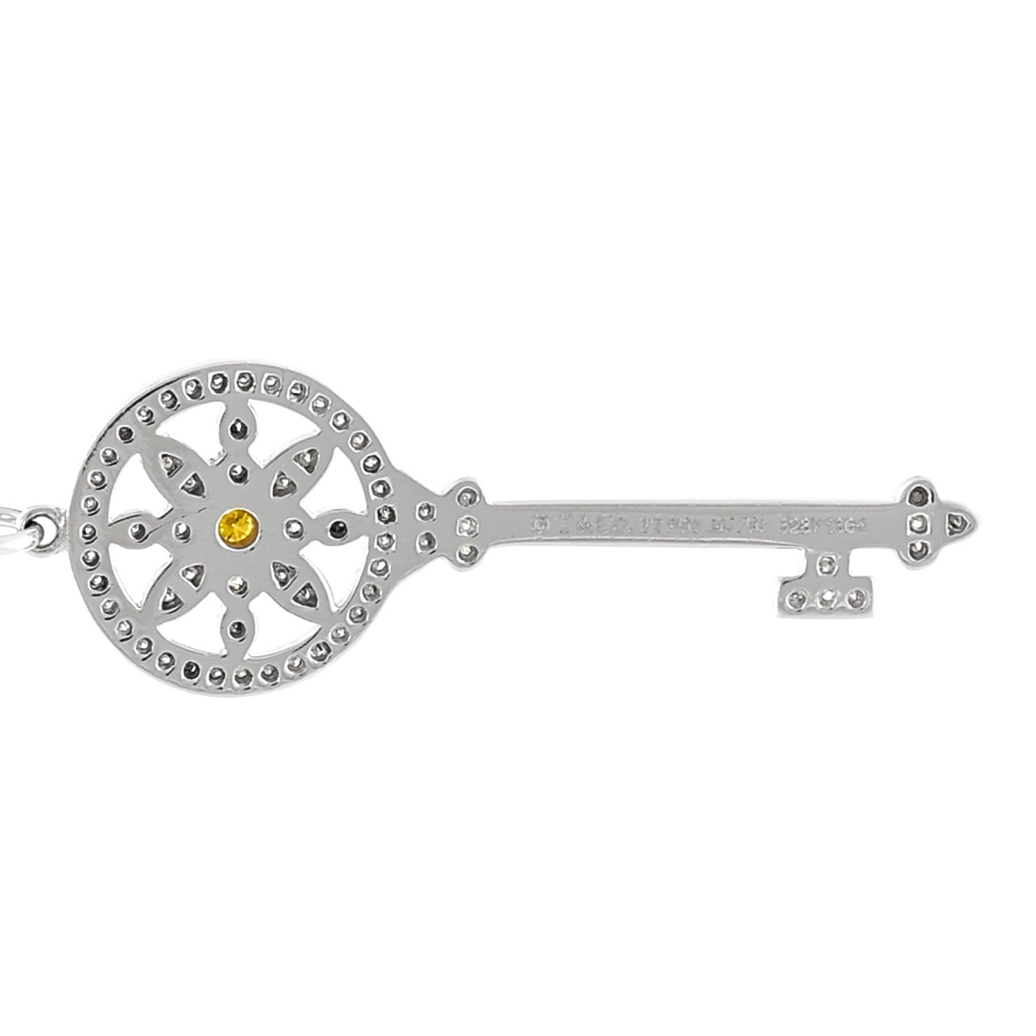 Platinum 18K Yellow Gold Yellow Diamond Daisy Key Pendant Necklace