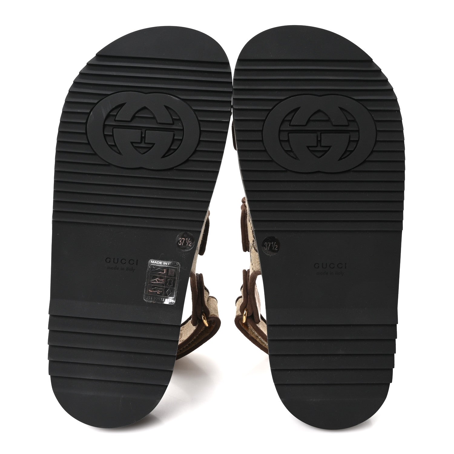 Monogram Kid Scamosciato Double G Womens Dad Sandals 37.5 Beige Ebony New Acero