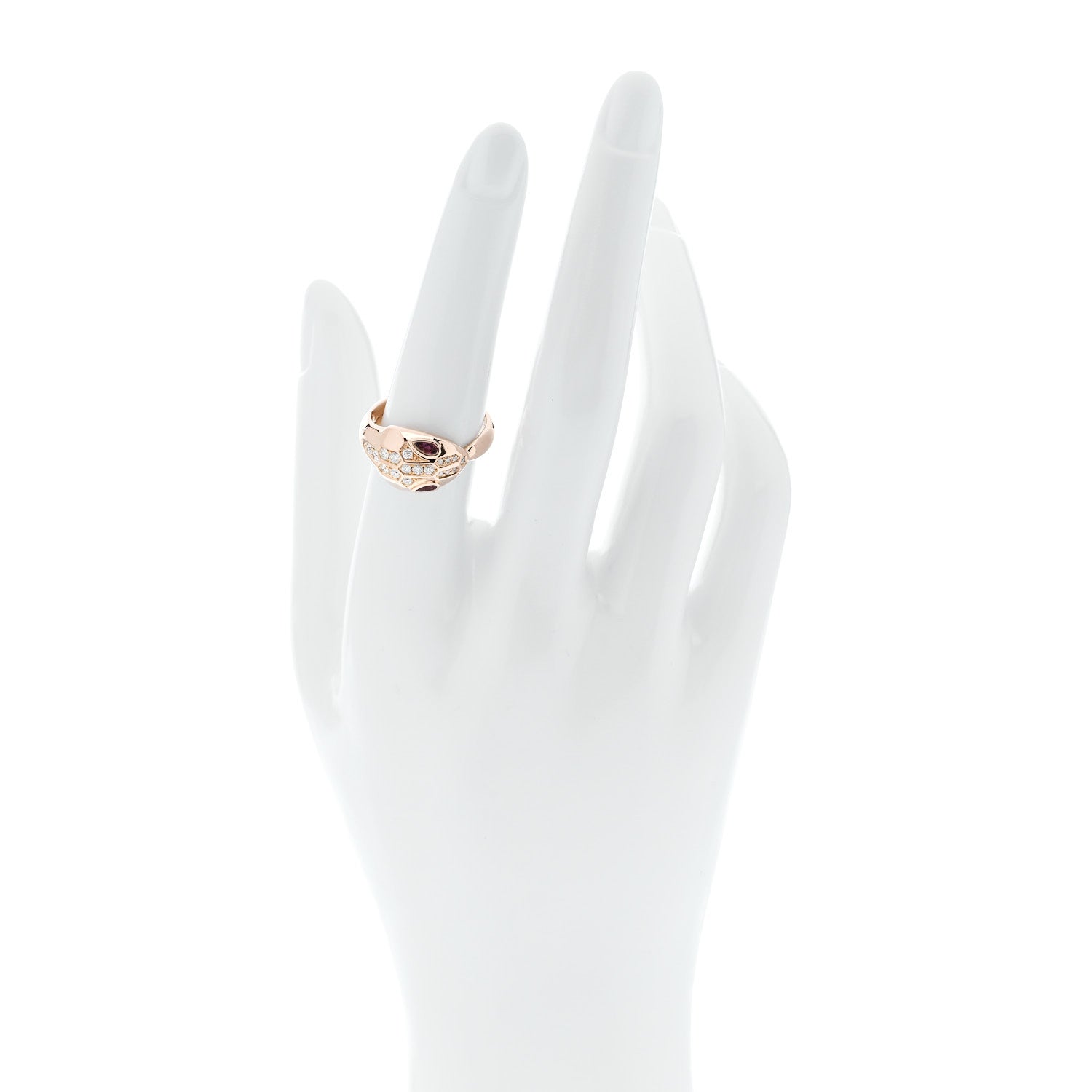 18K Rose Gold Diamond Rubellite Serpenti Seduttori Ring 55 7.25