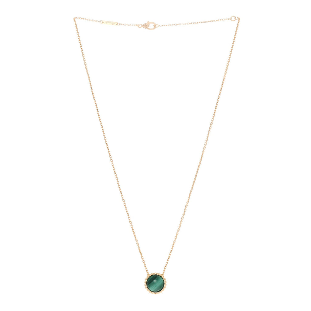 18K Yellow Gold Malachite Perlee Couleurs Pendant Necklace