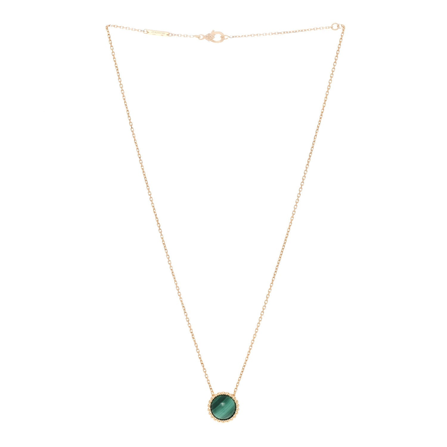 18K Yellow Gold Malachite Perlee Couleurs Pendant Necklace