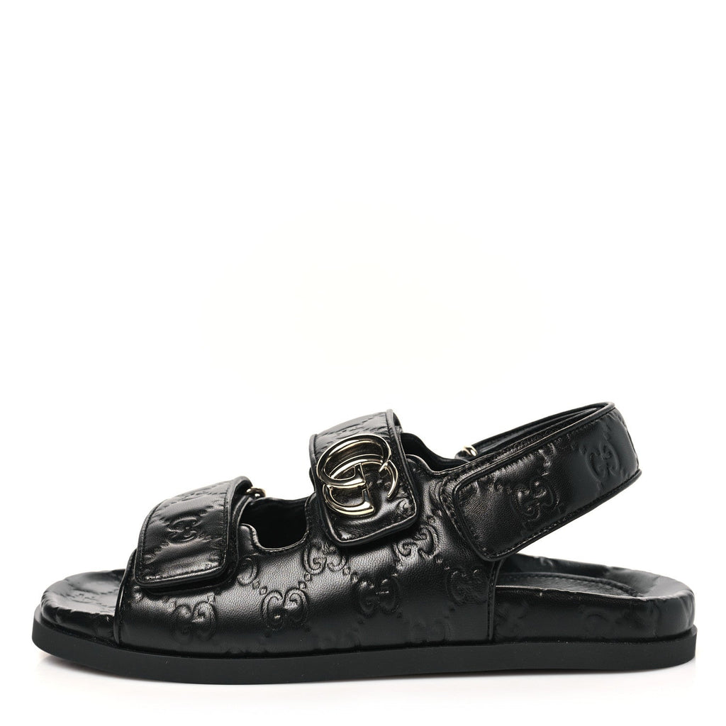 Guccissima GG Embossed Womens Sandals 36.5 Black