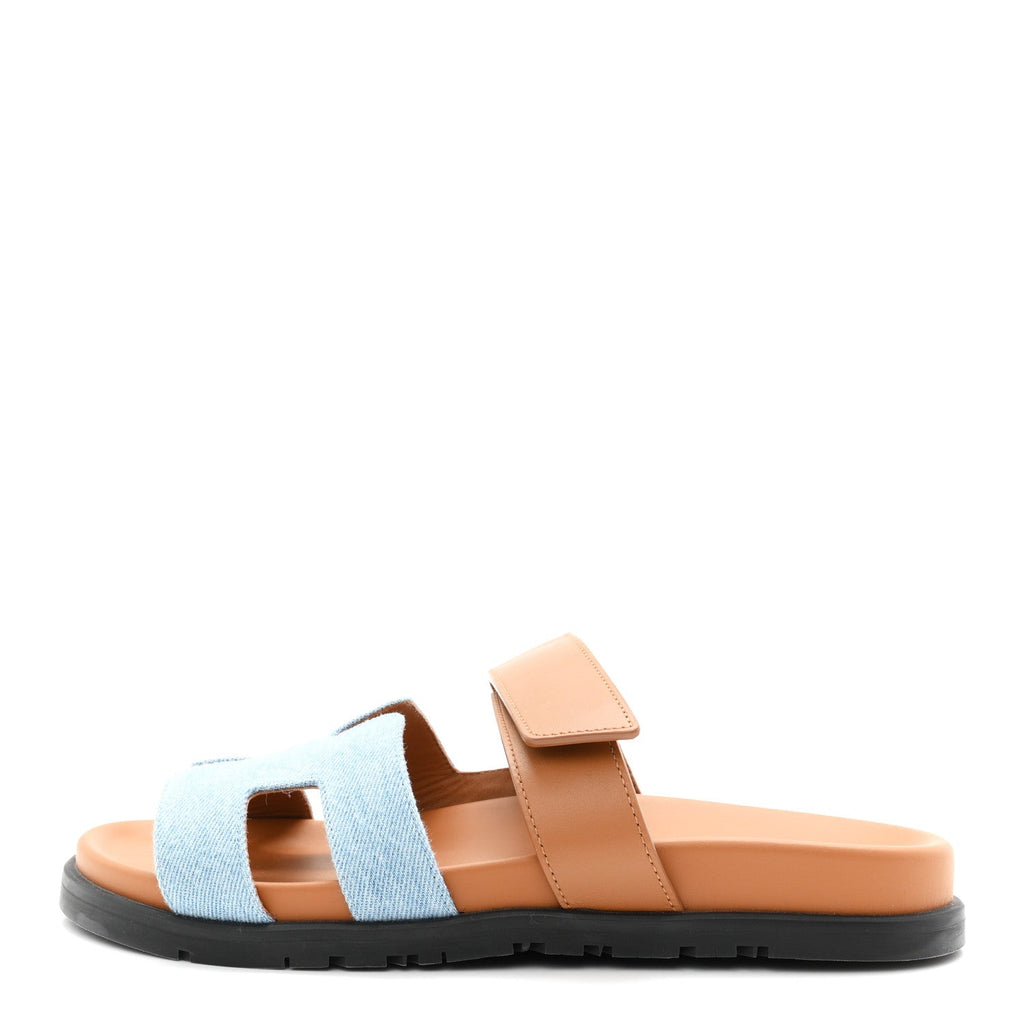 Denim Calfskin Womens Chypre Sandals 39 Bleu Clair Naturel