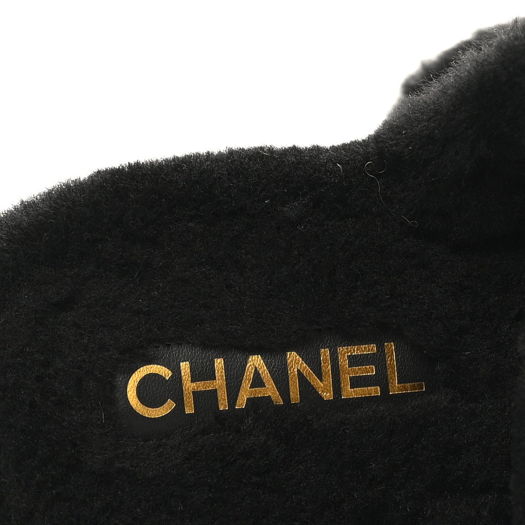 Shearling CC Flat Mules 36 Black