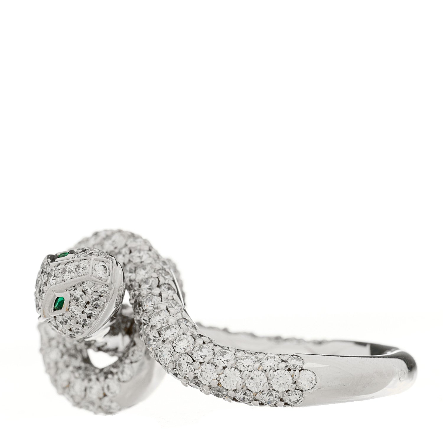 18K White Gold Diamond Kaa Snake Ring 54 6.75