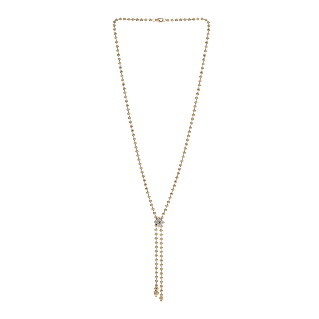 18K Yellow Gold Diamond Love in Verona Flower Zipper Necklace