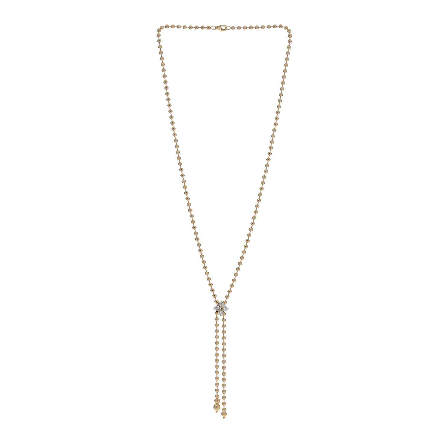18K Yellow Gold Diamond Love in Verona Flower Zipper Necklace