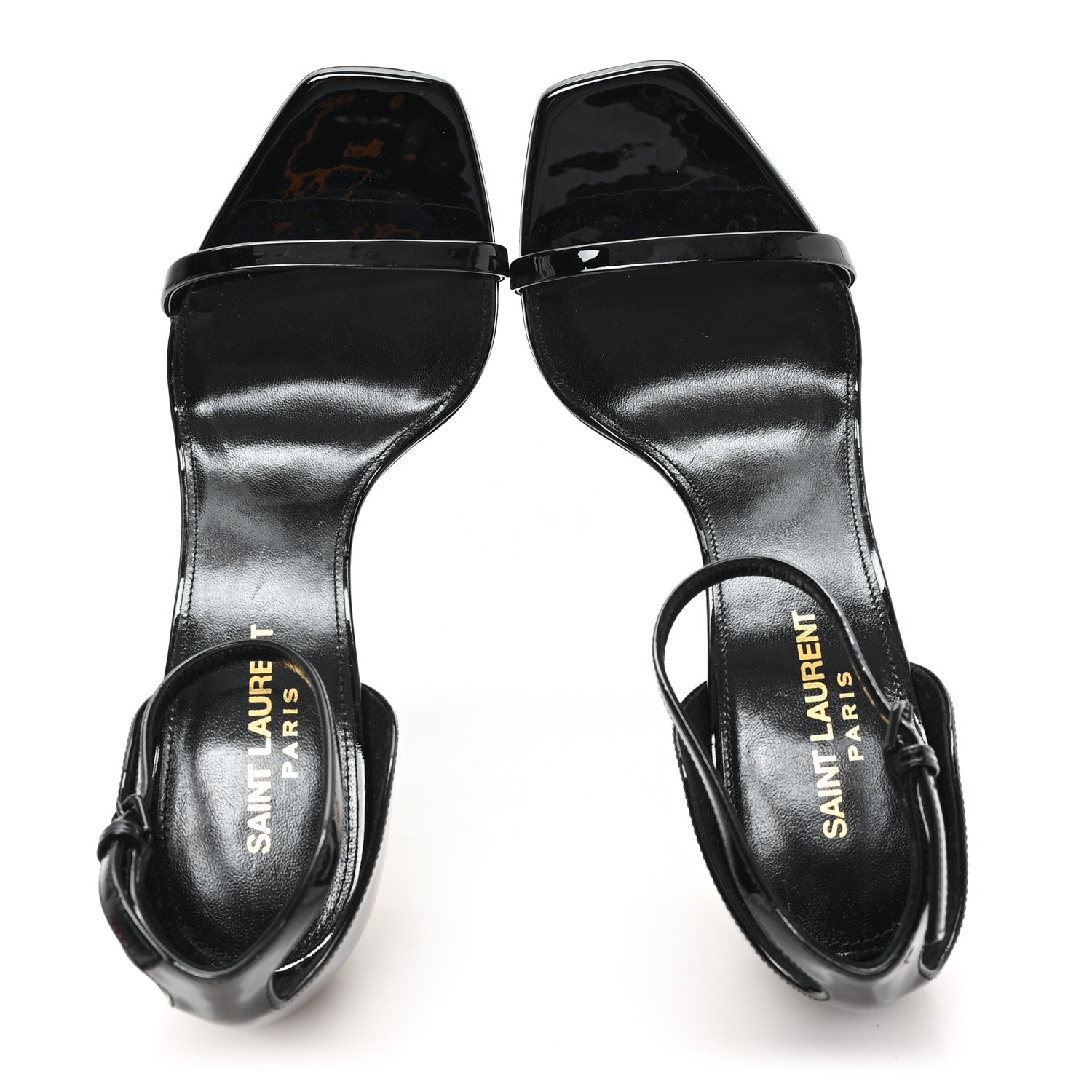 Patent Calfskin Opyum 110 Sandals 38 Black Gold