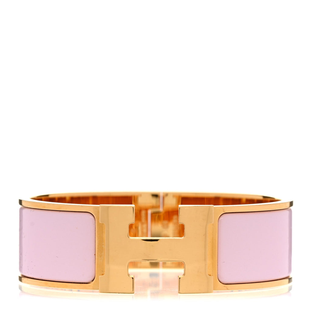 Enamel Wide Clic Clac H Bracelet PM Rose Dragee