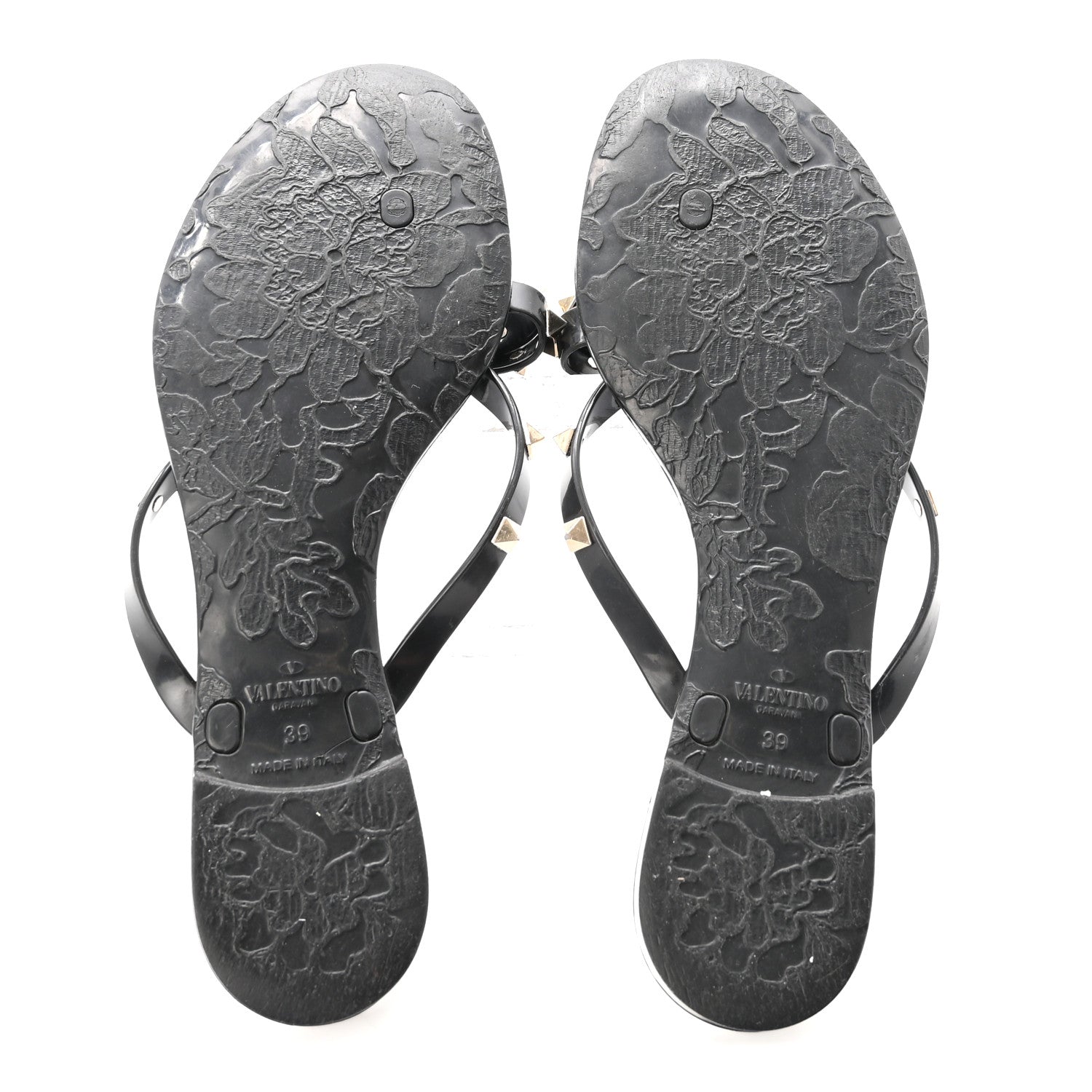 PVC Jelly Rockstud Bow Thong Sandals 39 Black